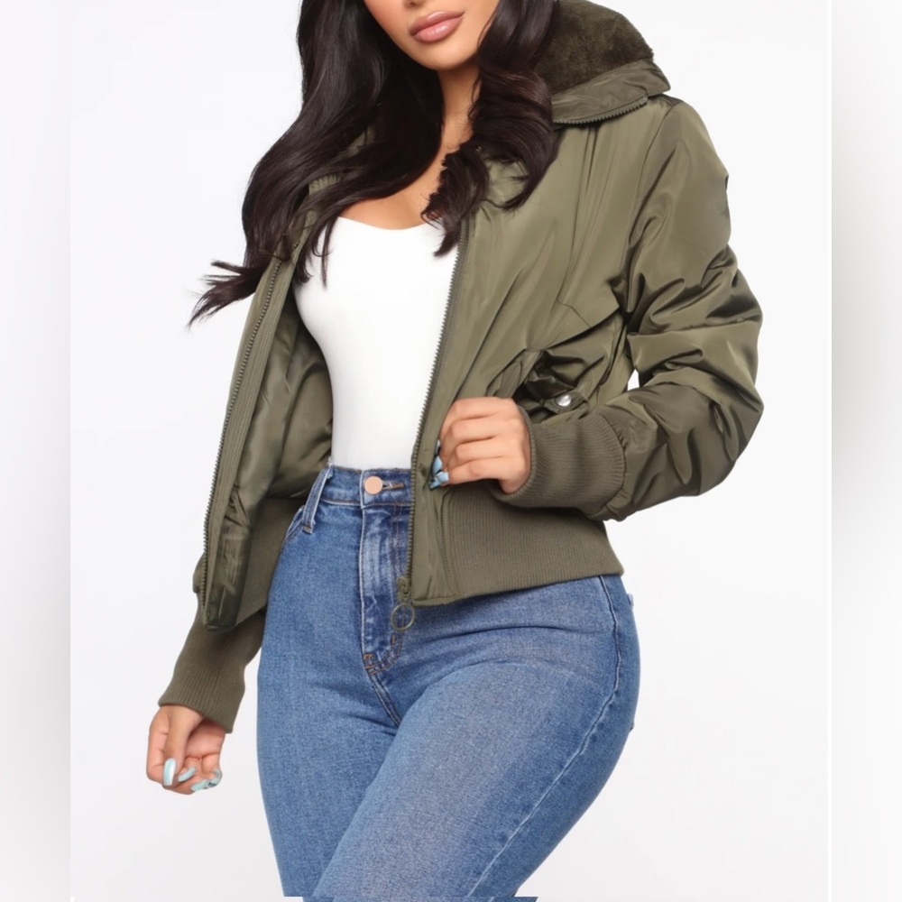 Women's Olive Bomber Jacket